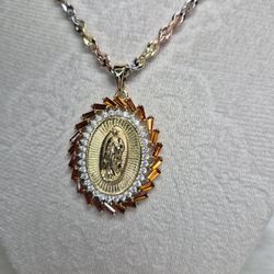 Virgen Mary Necklace And Charm 24" Necklace  14K Gold Laminated Non Tarnish Excellent Quality Jewelry Hypoallergenic Waterproof 40$