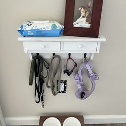 Small Shelf With Drawers & Hooks