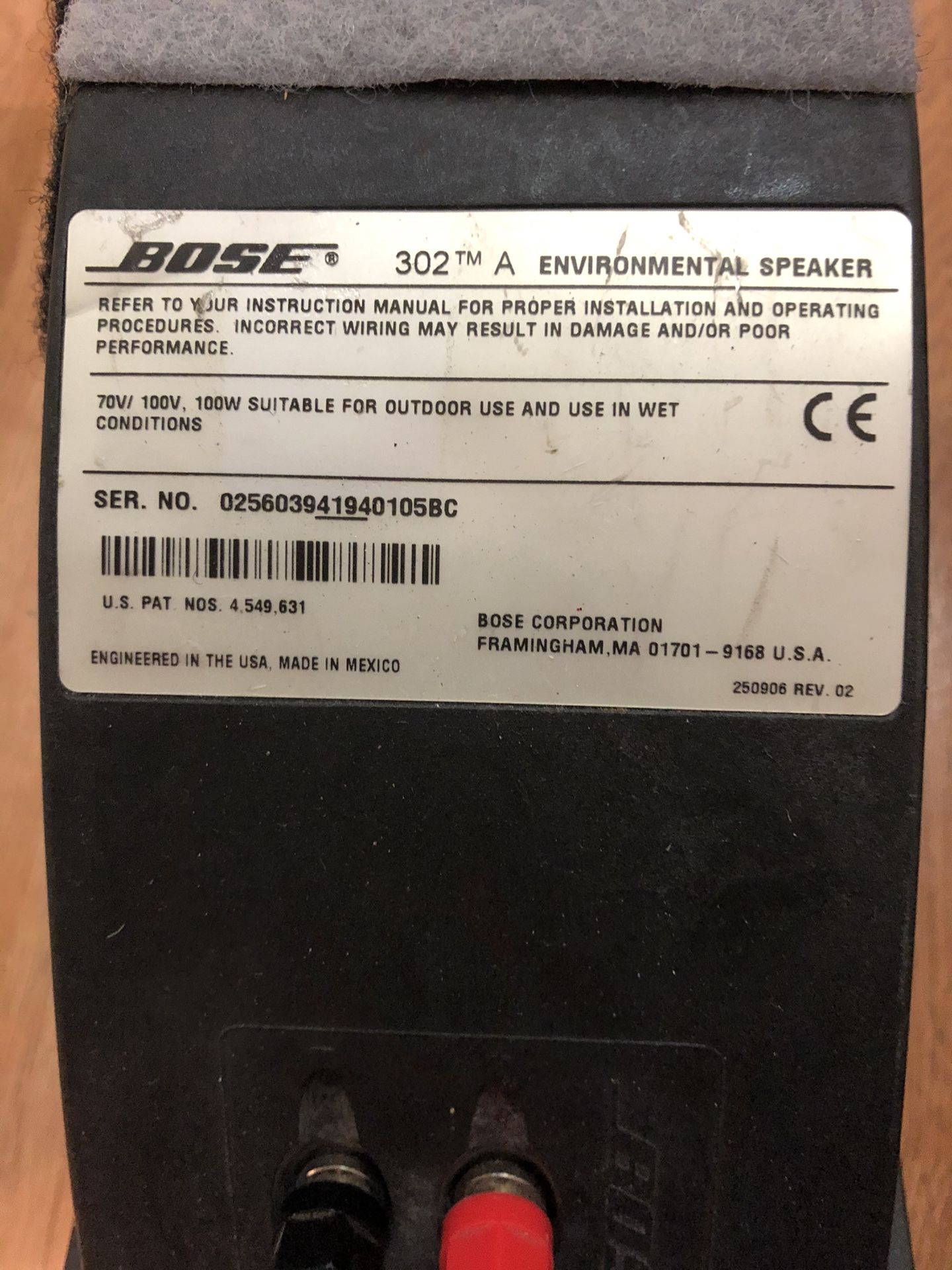 Bose 302 A environmental speaker cover is missing but works great