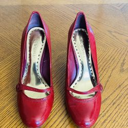 BCBG Girls red patent leather Mary Jane heels