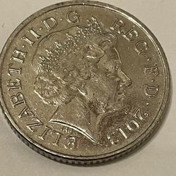 2013 ELIZABETH II DG REG FD 10 PENCE COIN