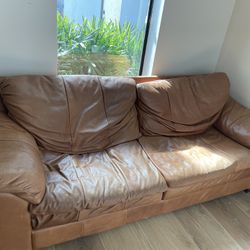 Genuine Leather 90” Couch . $400