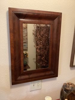 Antique Rectangular Wall Mirror with Ogee Wood Frame