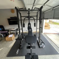 Vesta Fitness Smith Machine 1001 w/Bench Attachment | 230lb Bumpers Olympic Weights | 7ft Olympic Bar | Fitness | Gym Equipment | FREE DELIVERY 🚚 