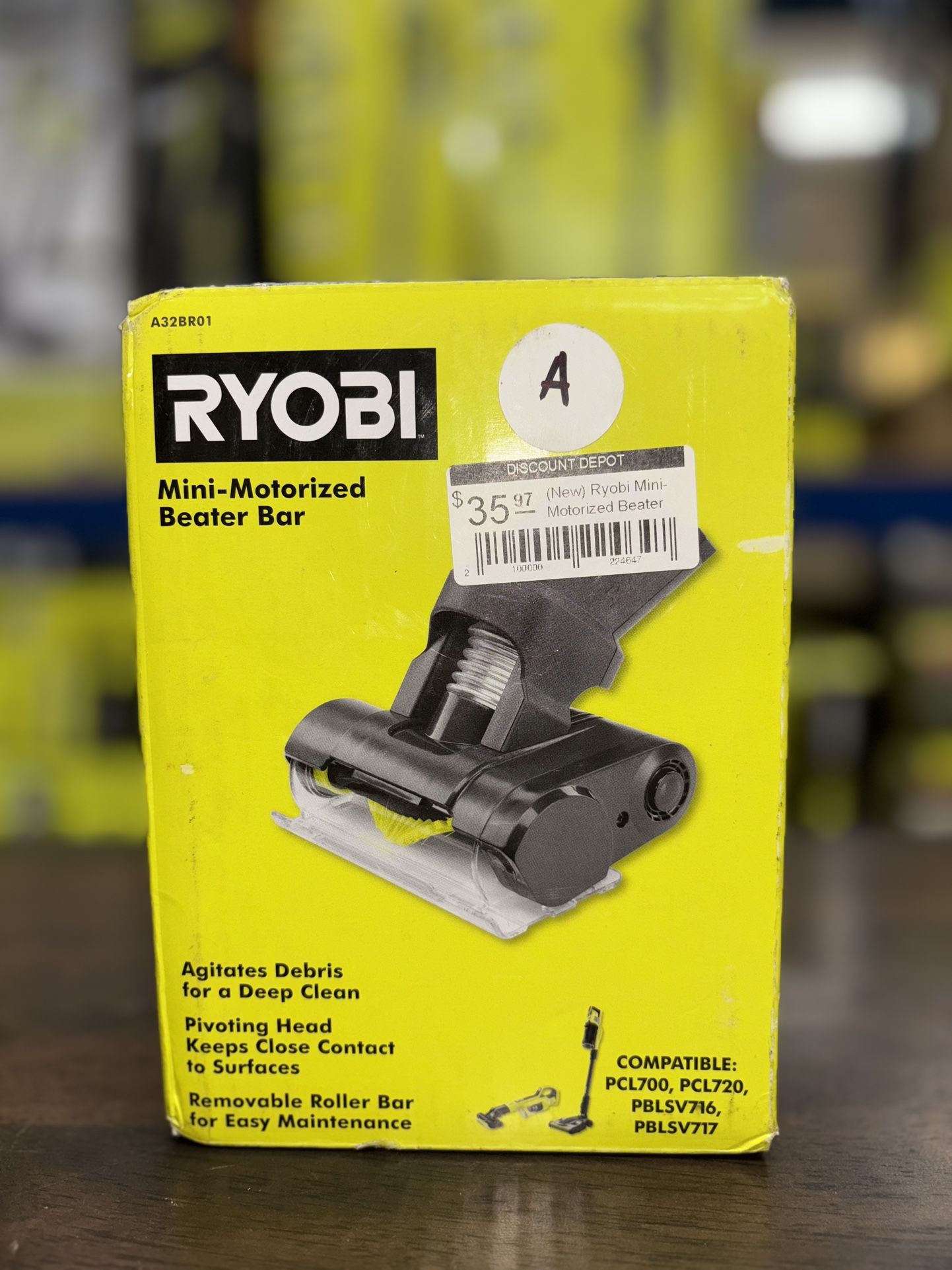 RYOBI Mini-Motorized Beater Bar Compatible with 18V ONE+ Models PCL700, PCL720, PBLSV716, PBLSV717