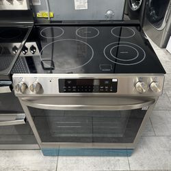 Midea 30 In-smart Slide Electric Range With 5 Elements 6.3 Cu.ft Wi-fi Convention Oven Self Clean Air Fry 