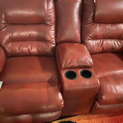 Reclining Red Sectional/Area Rug (shown In Photo) 