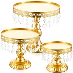 Eaasty 3 Pcs Cake Stand Set Round  Bling  Table Display Set for Wedding Event Birthday Party Dessert Table(Gold