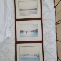 3 Boat and Harbor Paintings