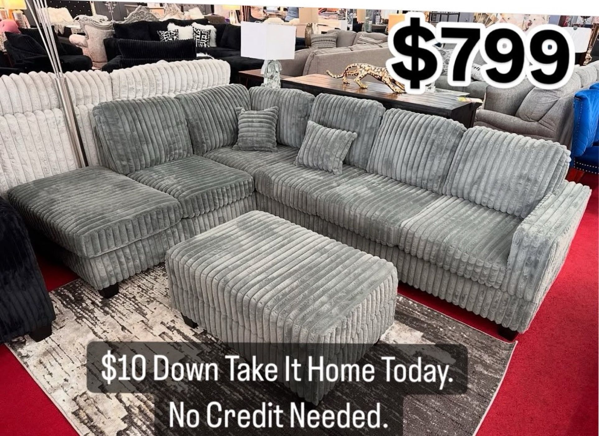 Sectional With Ottoman Available For Immediate Delivery