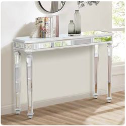 48-in W Mirrored Console Table with Carved Accents and Elegant Legs E-7