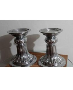 LENOX CANDLESTICK STAINLESS STEEL SET OF 2 - 7"