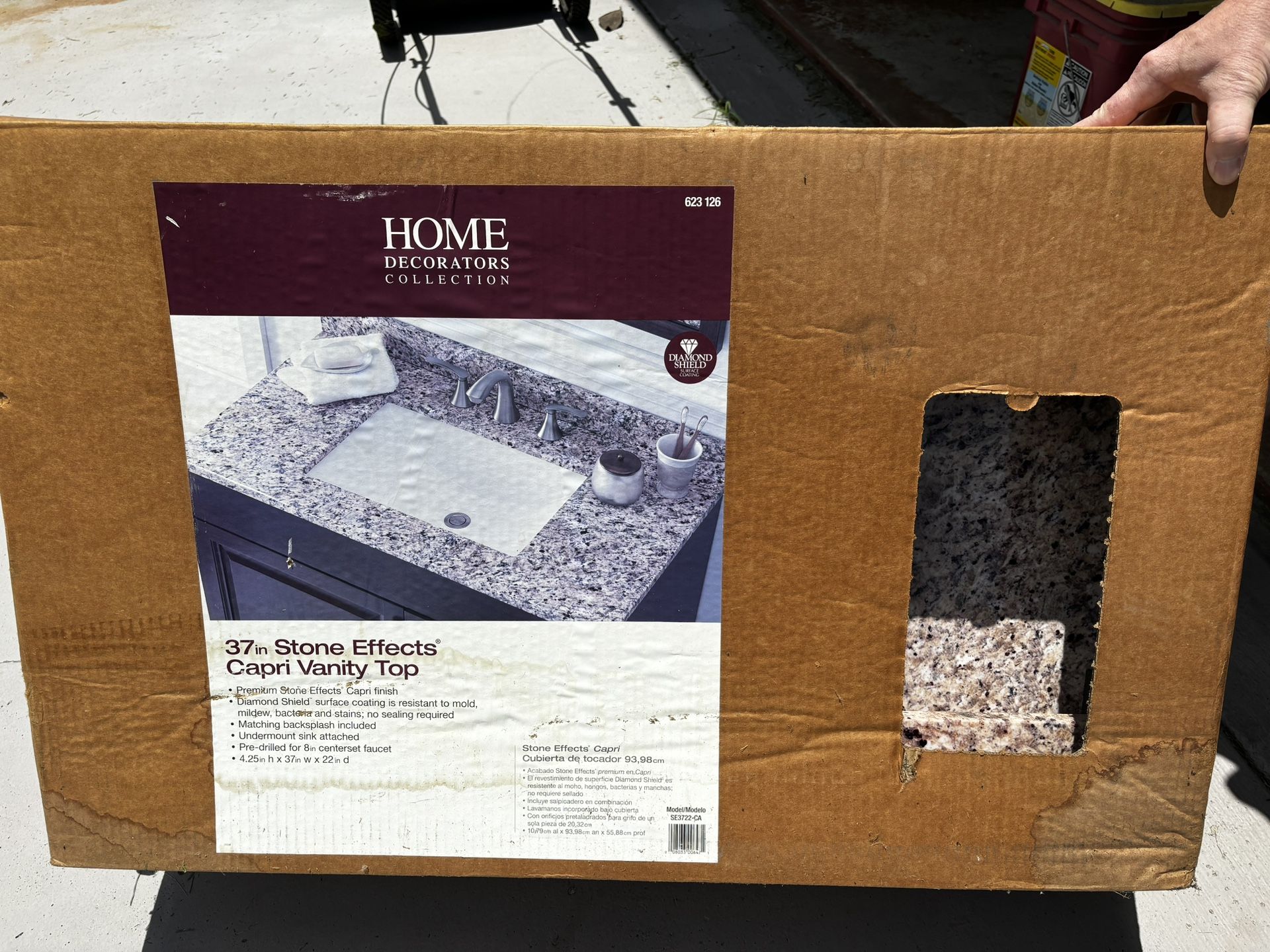 PRICE DROP: 37” Stone Effects Capri Vanity Top W Sink-NEW