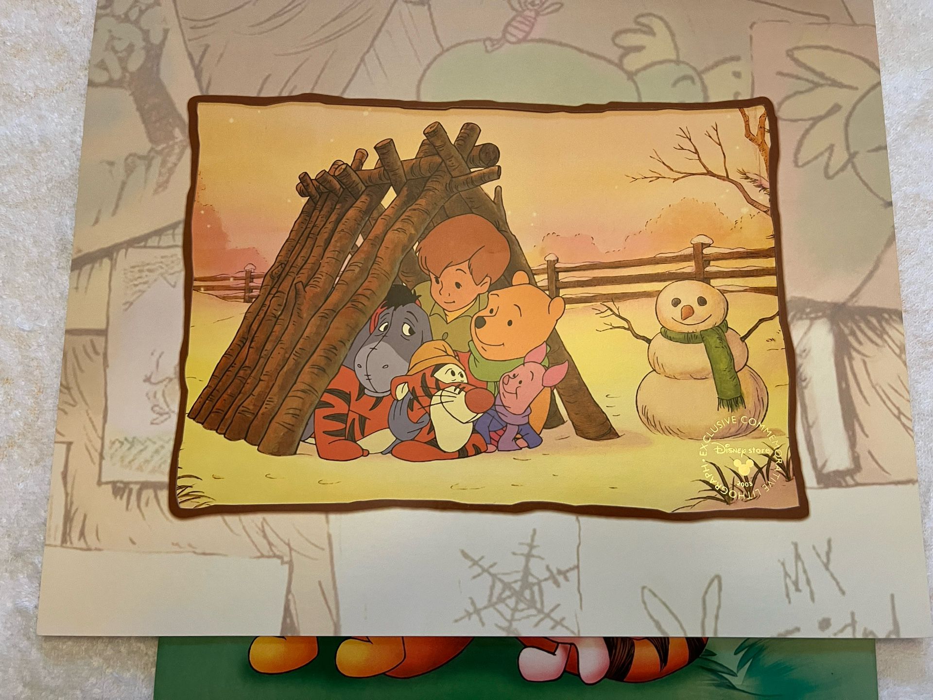 Winnie The Pooh Snowman Holiday Print 