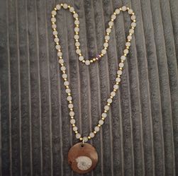 Handmade clear quartz Ammonite fossil l necklace