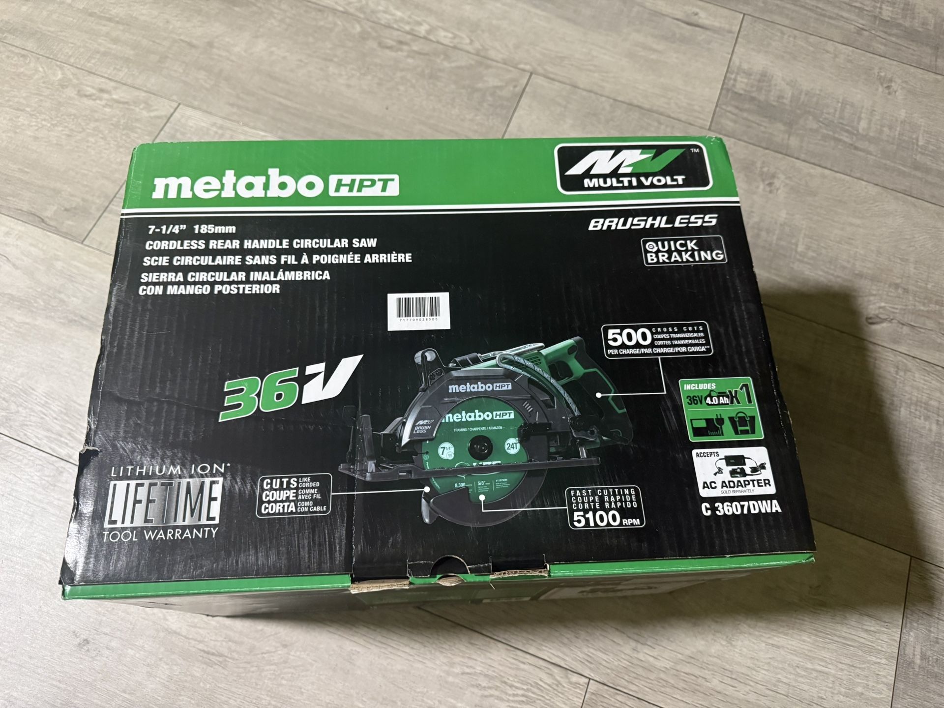Metabo HPT 36V MultiVolt 7-1/4 Inch Rear Handle Circular Saw,