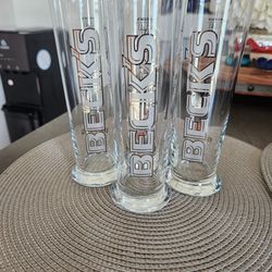 4 Piece BECKS Beer Glasses Great Condition Asking $10