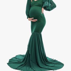 Boho Maternity Lace Tulle Mermaid Gown for Photoshoot Comfy Loose  size medium new 