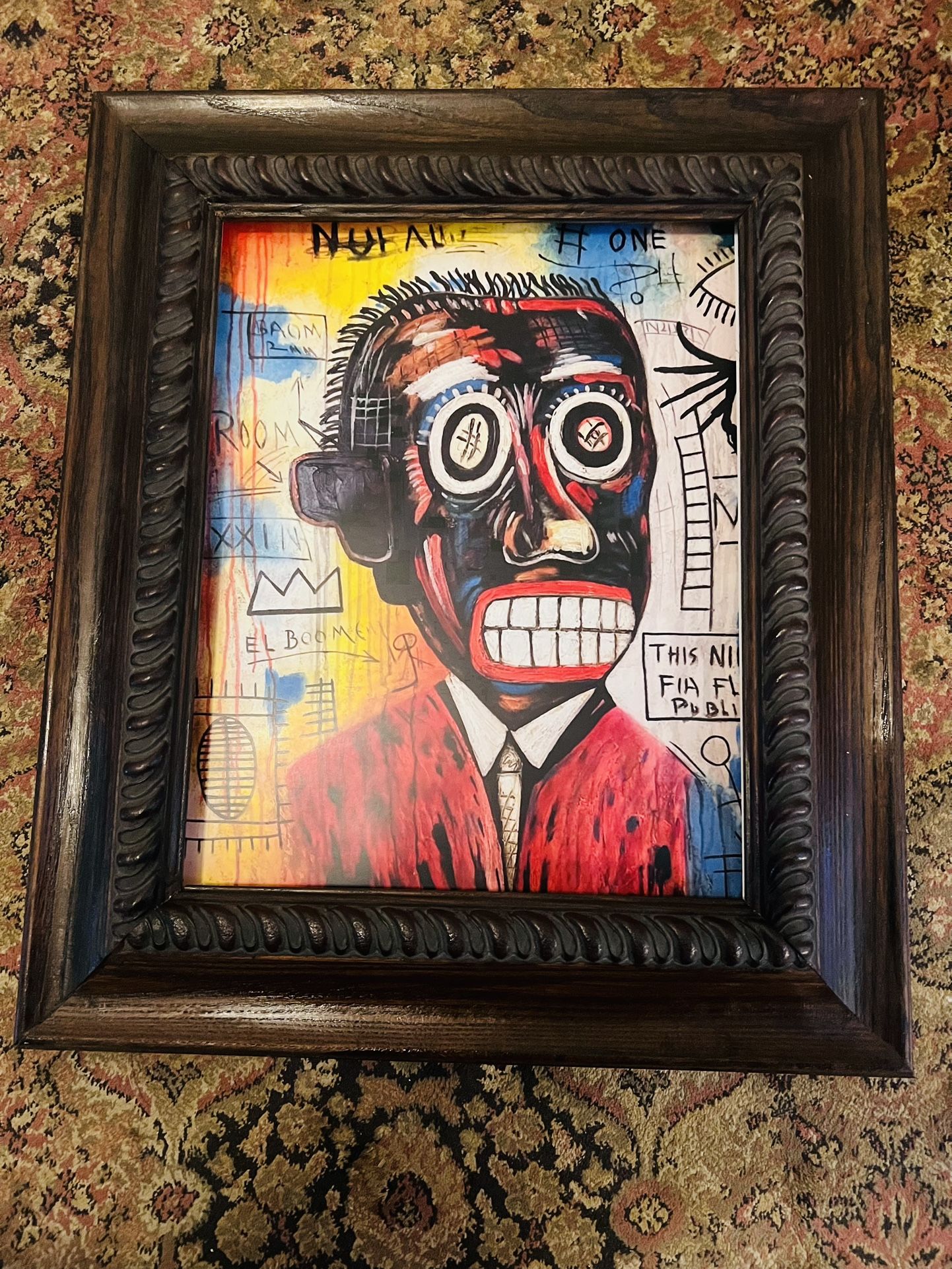 Jean-Michel Bastique Quality Art Print In Hardwood Frame