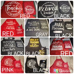 Teacher & school staff already made and ready to pick up apron sets (93306)