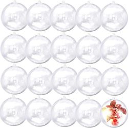 20PCS 80mm/ 3.14inch Large Clear Ball Ornaments, Clear Plastic Fillable Christmas Balls Shatterproof Ornament Bauble for DIY Crafts Wedding Party Deco