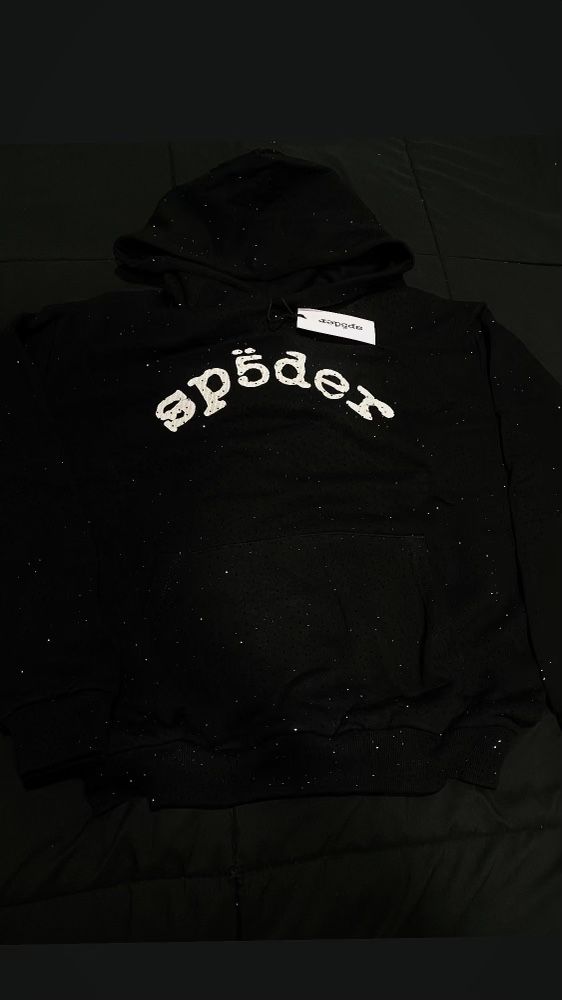 Brand new Rhinestone Spyder hoodie Size : M ‘black ’ 100%
