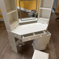 Makeup Vanity With Drawers & Power Outlet 