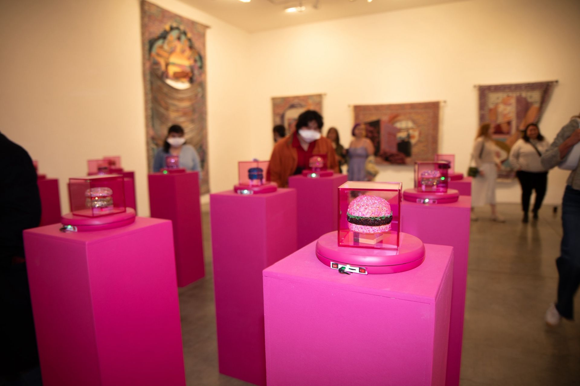 Art pedestals, Platform For Art, Plinth For Sculpture - white And Pink