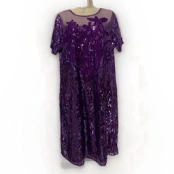 Women Size 14 W Purple Sequin Cocktail Dress