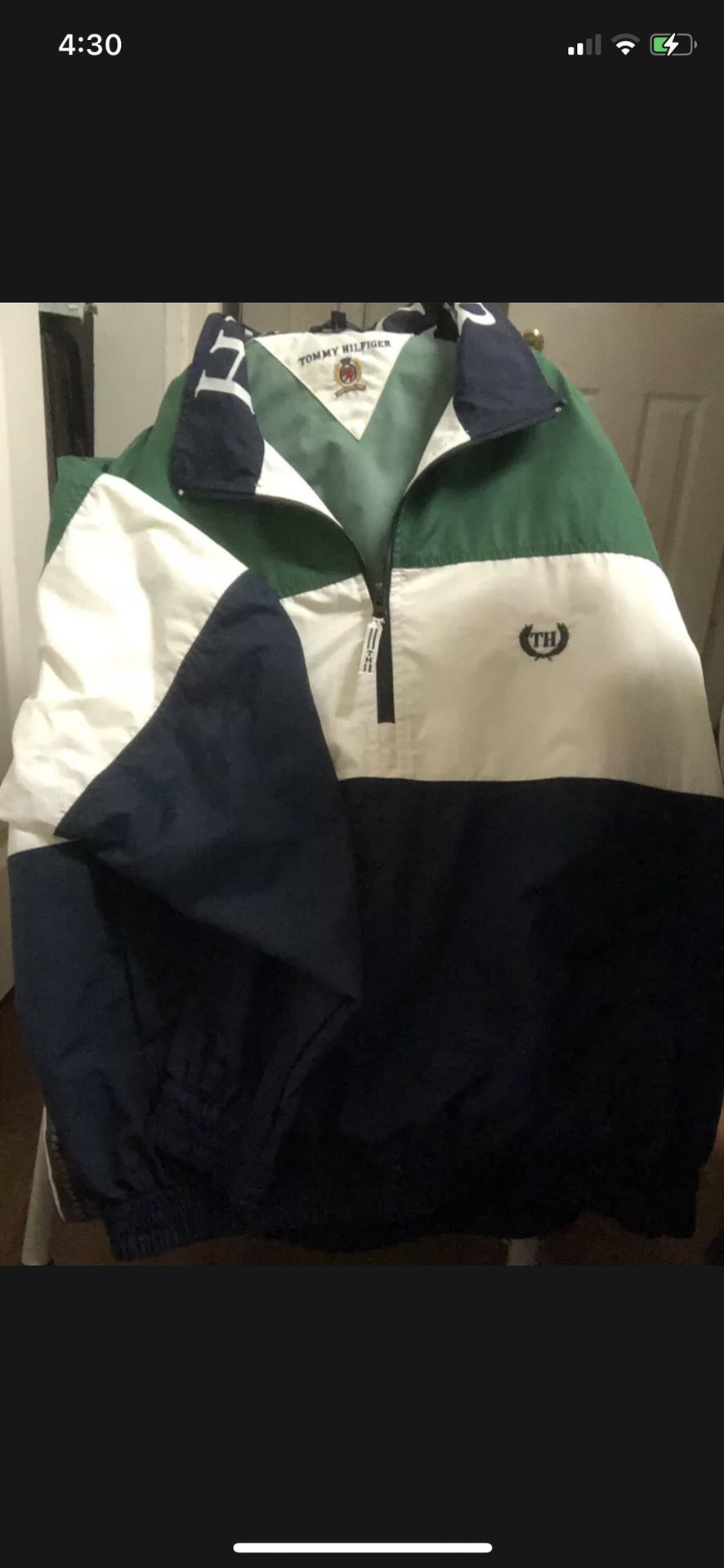 men’s vintage tommy hilfiger windbreaker jacket size xl. $45
