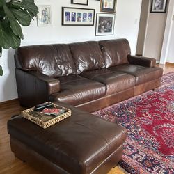 Brand New Brown Leather Couch  With  Ottoman Only $900.00!!