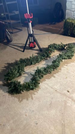 Green garland with lights - Christmas