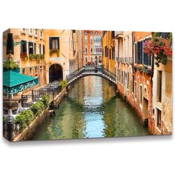 IDEA4WALL Canvas Print Wall Art Venice, Italy Canal in The City Architecture & Maps Cities Photography Realism Scenic Multicolor Ultra for Living Room