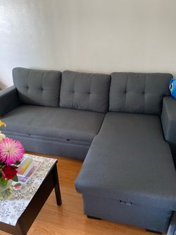 Gray Fabric Sectional Sofa with Chaise