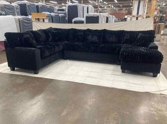 New Black Jumbo Corduroy Sectional