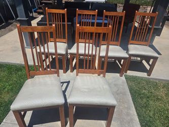 6 Oak Mission style Dinning Room Chairs Only