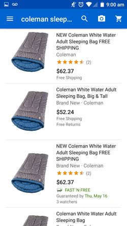$35 New Coleman sleeping bag XL still in factory wrapper