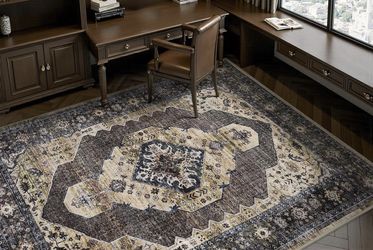 BRAND NEW 5x7 Area Rug, Machine Washable, Non-slip, Vintage, Farmhouse