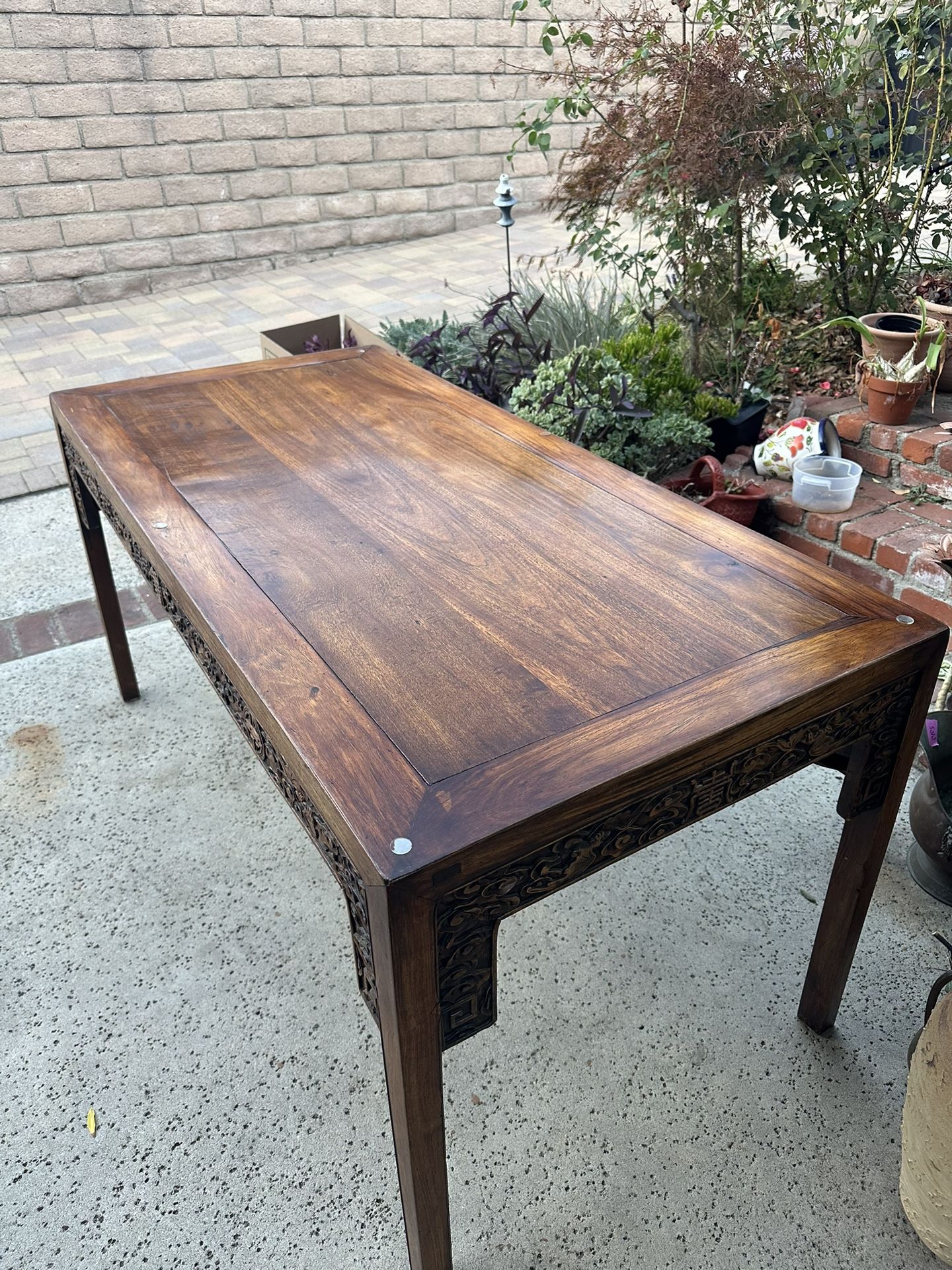 Antique Late 19th Century Chinese Teakwood Table And Chairs, Circa 1890