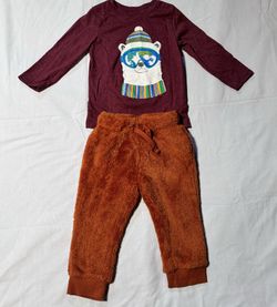 Cat & Jack Long Sleeve Polar Bear Shirt With Pants Boys Size 2T