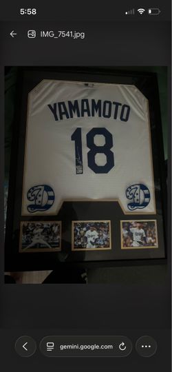 Yoshinobu Yamamoto- La Dodgers dbl authenticated Custom framed autographed  jersey