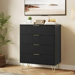 GarveeHome Fluted Dresser for Bedroom with 4 Drawers,32" Wide Modern Chest of Wooden Bedroom Chest with Metal Handle,Clothes Storage Organizer,Dresser