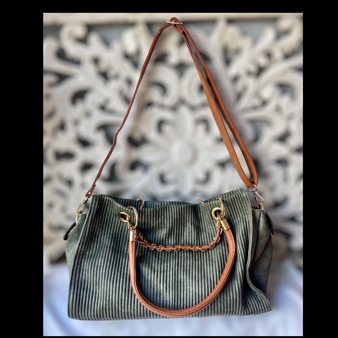 Est. 1946 Women's Forest Green Corduroy Hobo Bag Adjustable Straps