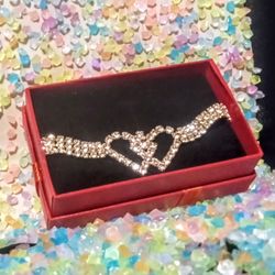 Double Heart Gem Stone Bracelet