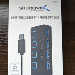 SABRENT 4 PORT USB 3.0 HUB brand new