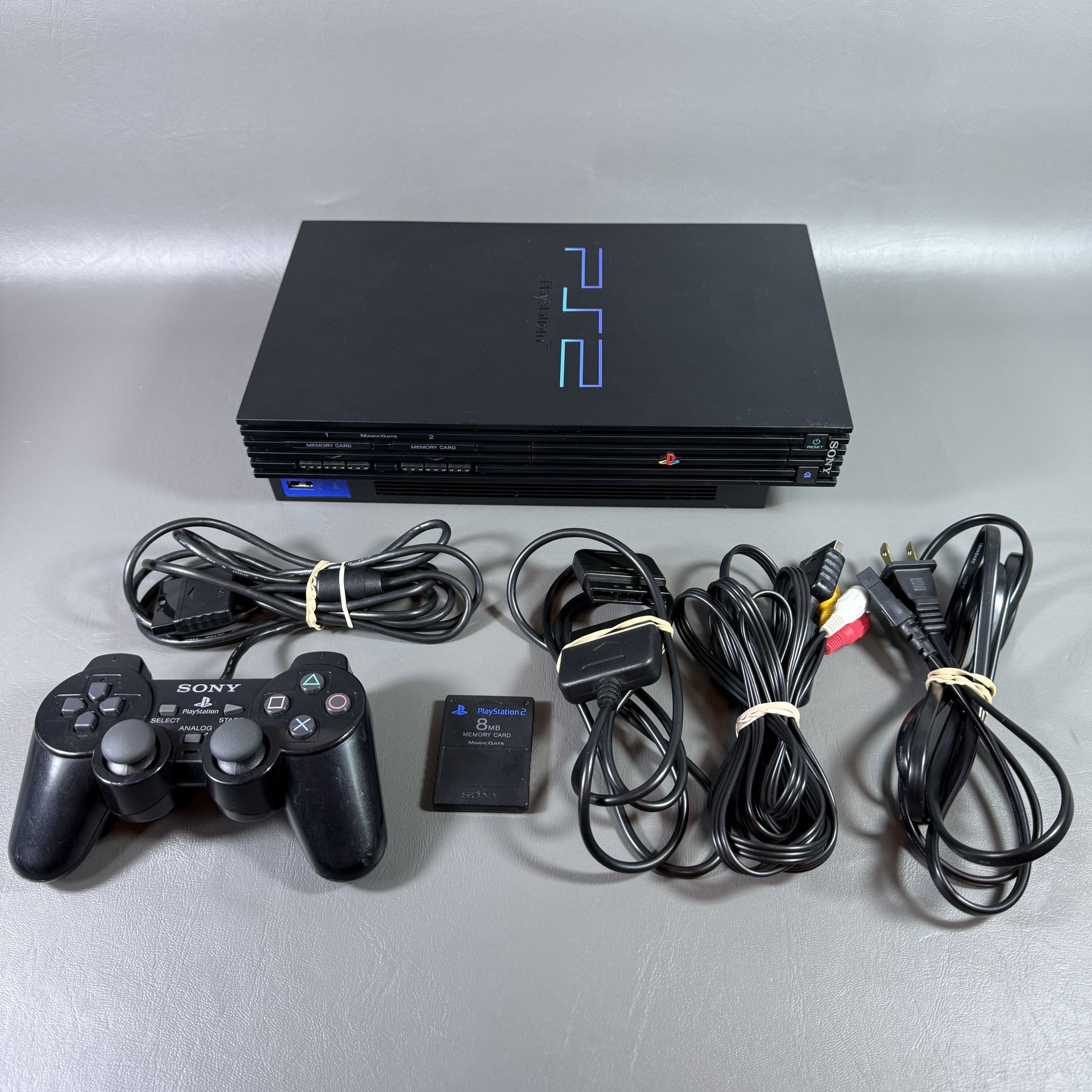 PlayStation 2 Fat Console PS2 w/ Controller, Memory Card & Cords *MUST READ