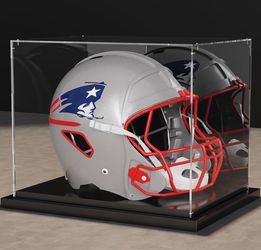 Football Helmet Display Case with Mirror and Metal Stackable Base Clear Acrylic Full Size Helmet Case, Dust-Proof Showcase for Memorabilia Sports Col