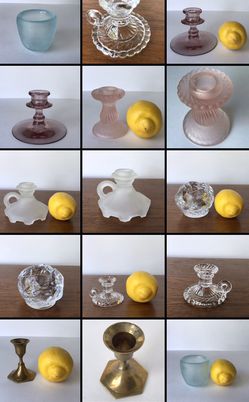 Vintage Boho Glass / Crystal, Frost Glass, & Brass Candleholders Collection