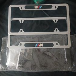 Bmw Silver License Plate Frames Metal Brand New Back And Front 
