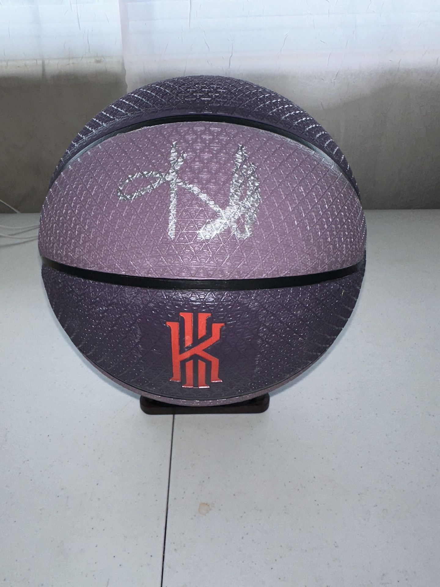 KYRIE IRVING LOGO SIGNED NIKE BASKETBALL AUTOGRAPHED W/COA MAVERICKS NETS - 743